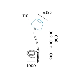 Socket 600 for LED Floor lamp SWAM FLOOR, curved, 60cm, with ground spike