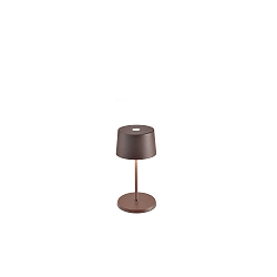 battery table lamp OLIVIA MINI TAVOLO PRO IP65, rust, lacquered dimmable