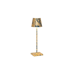 battery table lamp POLDINA TAVOLO PRO IP20, blue, gold leaf dimmable