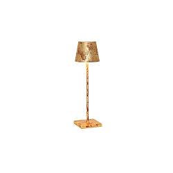battery table lamp POLDINA TAVOLO PRO IP20, red, gold leaf dimmable