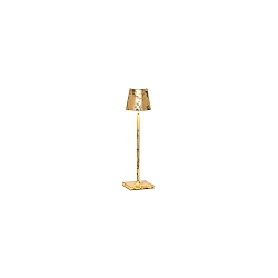 battery table lamp POLDINA MICRO TAVOLO PRO IP65, black, gold leaf dimmable