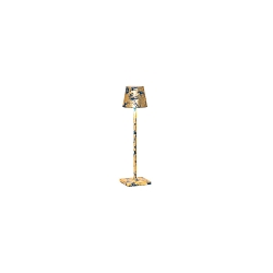 battery table lamp POLDINA MICRO TAVOLO PRO IP65, gold leaf, capri blue dimmable
