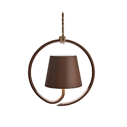 battery pendant luminaire POLDINA IP54, rust, lacquered dimmable