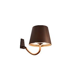 battery wall luminaire POLDINA IP54, rust, lacquered dimmable