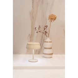 battery table lamp SISTER LIGHT MINI IP65, polished aluminium, ivory dimmable