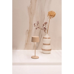 battery table lamp OLIVIA MICRO IP65, mat, sand coloured dimmable