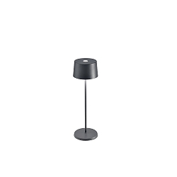 battery table lamp OLIVIA TAVOLO PRO IP65, dark grey, lacquered dimmable