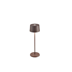 battery table lamp OLIVIA TAVOLO PRO IP65, rust, lacquered dimmable