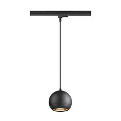 3-phase pendant luminaire LIGHT EYE® 150 down, ball shaped GU10 IP20, black matt dimmable