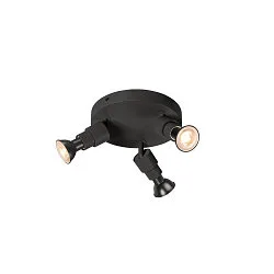wall and ceiling luminaire PURI 2.0 BASIC 3 flames GU10 IP20, black dimmable