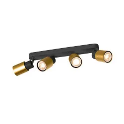 wall and ceiling luminaire PURI 2.0 - TUBE 4 flames, long GU10 IP20, gold, black dimmable