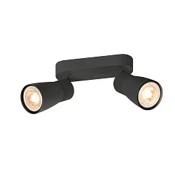 wall and ceiling luminaire PURI 2.0 - DOME 2 flames, long GU10 IP20, black dimmable
