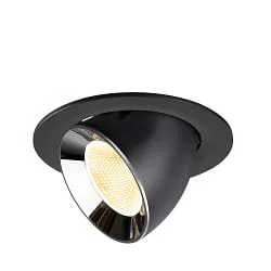 recessed spotlight NUMINOS® GIMBLE L swivelling, suitable for VDU workstation IP20, chrome, black dimmable