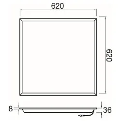 ceiling luminaire PANEL P 625 45 DALI >200LM/W DALI controllable, UGR < 19, multipower IP20, dimmable