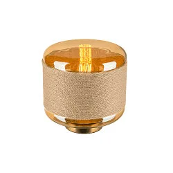 table lamp PANTILO ROPE 19 cylindrical E27, gold dimmable