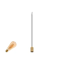 pendant luminaire FITU PD SET RIBBED set of 1, with lamp socket, with canopy, fluted E27 IP20, gold dimmable