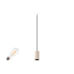 pendant luminaire FITU PD SET STONE ST64 set of 1, with lamp socket, with canopy E27 IP20, beige dimmable