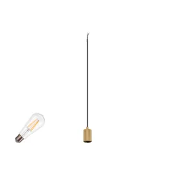 1-phase pendant luminaire FITU 1PH SET PD RIBBED ST64 set of 1, with lamp socket, fluted E27 IP20, gold dimmable