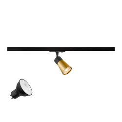 1-phase spot PURI 2.0 CONE 1PH SET  set of 1, with lamp socket GU10 IP20, gold, black dimmable