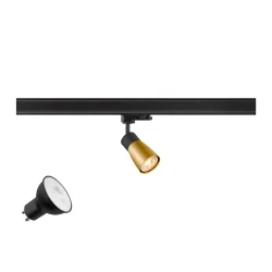 3-phase spot PURI 2.0 DOME 3PH SET set of 1, with lamp socket GU10 IP20, gold, black dimmable