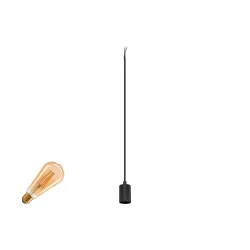 3-phase pendant luminaire FITU PD 3PH SET RIBBED set of 1, with adapter, with lamp socket, fluted E27 IP20, black dimmable