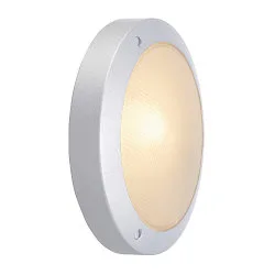 Outdoor luminaire BULAN Wall / Ceiling luminaire, round, E14, max. 60W, satined glass, silver grey