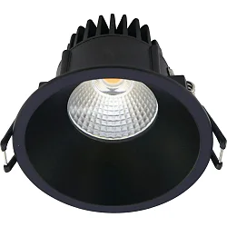 recessed luminaire VELIA round IP44, black matt dimmable 11W 3000K