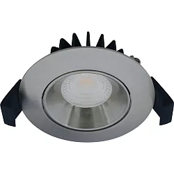 recessed luminaire VELIA LOW PROFILE round IP44, brushed aluminium dimmable 5,5W 320lm 3000K