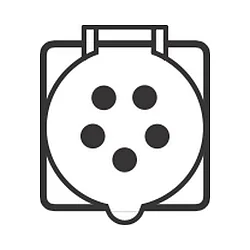 socket CEE 32A (NO 4405/-07 /-09 /-17 /-19) 5-pole, with cover, red