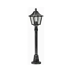 Path light Country style square Type No. 4128, height 85cm, IP44, E27, cast alu / hollow glass clear, black