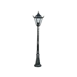 Path light Country style Type No. 4137, IP23, height 146cm, E27 QA55 max. 57W, cast alu / glass clear, black-silver
