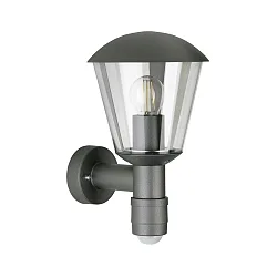 Outdoor Wall luminaire Type No. 1854, motion sensor (Type No. 1855), IP54 IK08, E27 QA55  57W, aluminum / clear, anthracite