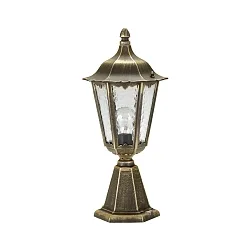 Pedestal luminaire Country style Type No. 0541, IP23, height 53cm, E27 QA55 max.57W, cast alu / cathedral glass, black