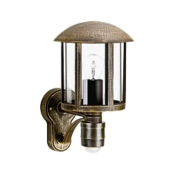 Outdoor Wall luminaire Country style Vintage Type No. 1834 with motion sensor (Type No. 1836), E27, brown brass matt