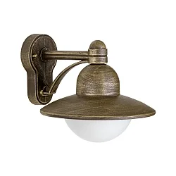 Outdoor Wall luminaire Country style Hat shape round Type No. 1850, IP44, E27 QA55 max. 57W, cast alu / glass, brown brass