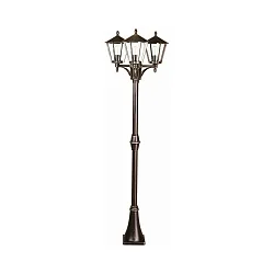 Mast light Country style modern 3 flames Type No. 2046, IP44, height 207cm, 3x E27 QA55 max. 57W, cast alu / clear
