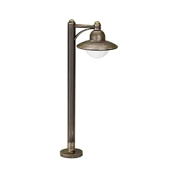 Path light Country style Hat shape round Type No. 4150, IP44, 90cm, E27 QA55 max. 57W, cast alu / opal glass, brown brass