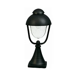 Pedestal luminaire Country style double dome 2 Type No. 0515, height 56cm, IP44, E27 QA55, cast alu / glass clear, black matt