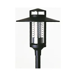 Outdoor LED Mast light Type No. 0809, Pitched roof with flat tip, 1 flame, 52W 3000K 4150lm, black / clear