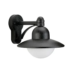 Outdoor Wall luminaire Country style Hat shape round Type No. 1850, IP44, E27 QA55 max. 57W, cast alu / glass, black matt