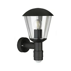 Outdoor Wall luminaire Type No. 1854, with motion sensor (Type No. 1855), IP54 IK08, E27 QA55  57W, aluminum, black matt