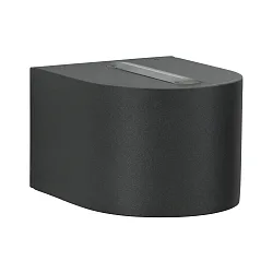 LED Outdoor Wall Spot Type No. 2339 - 2-sided, tight/wide, round, IP44, 230V AC/DC, 6W 3000K 660lm, lens clear + glass, black