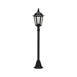 Path light Country style Type No. 4142, height 115cm, E27 QA55 max.57W, cast alu / cathedral glass, black