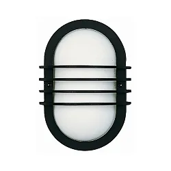 Outdoor Wall and Ceiling luminaire Type No. 6046, oval with cross braces, IP44, E27 QA55 max. 57W, cast alu, black matt