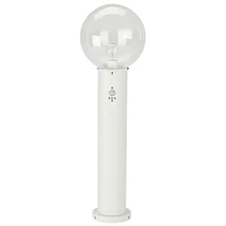 Bollard light Type No. 2012 with motion detector (Type 2010), with glass ball Ø 25cm, E27, white / clear glass