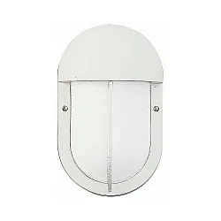 Outdoor Wall and Ceiling luminaire Type No. 6031, oval, partial cover, IP44, E27 QA55 max. 57W, cast alu / glass, white matt