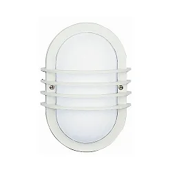 Outdoor Wall and Ceiling luminaire Type No. 6046, oval with cross braces, IP44, E27 QA55 57W, cast alu / glass, white matt