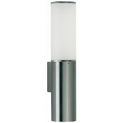 Outdoor Wall luminaire Type No. 0214, round, IP44, E27 max. 20W (LED), stainless steel / acrylic glass matt