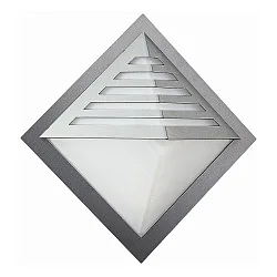 Outdoor Wall luminaire Type No. 0220, pyramid with roof cover, IP44, 34.5 x 34.5cm, E27 QA55 max. 57W, stainless steel