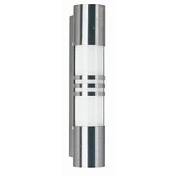 Outdoor Wall luminaire Type No. 0251, bracket in the middle, IP44, E27 max. 20W (LED), stainless steel / opal glass